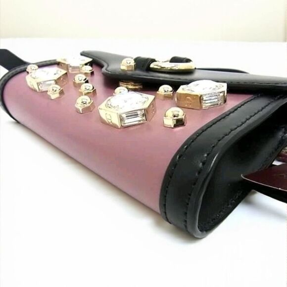 Etienne Aigner Fiorentin Leather Waist Bag Black Pink Bijoux Body Bag NWT DUSTBA - Picture 6 of 10